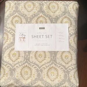 Hartford King Size Sheet Set - Cream and Gold